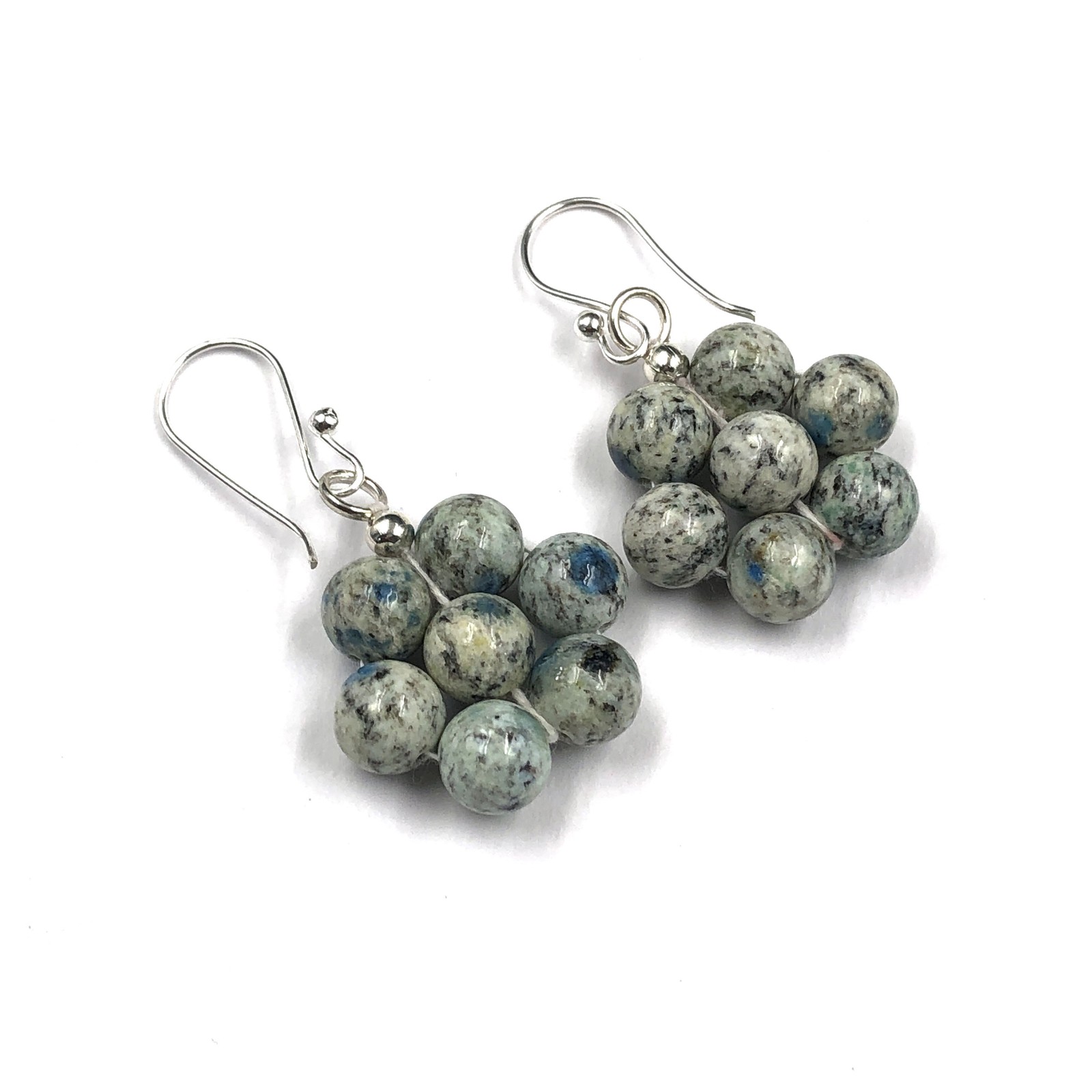 Natural K2 Jasper Gemstone Round 8 mm Smooth Beads 1.8″ Dangle Earrings PBE-12