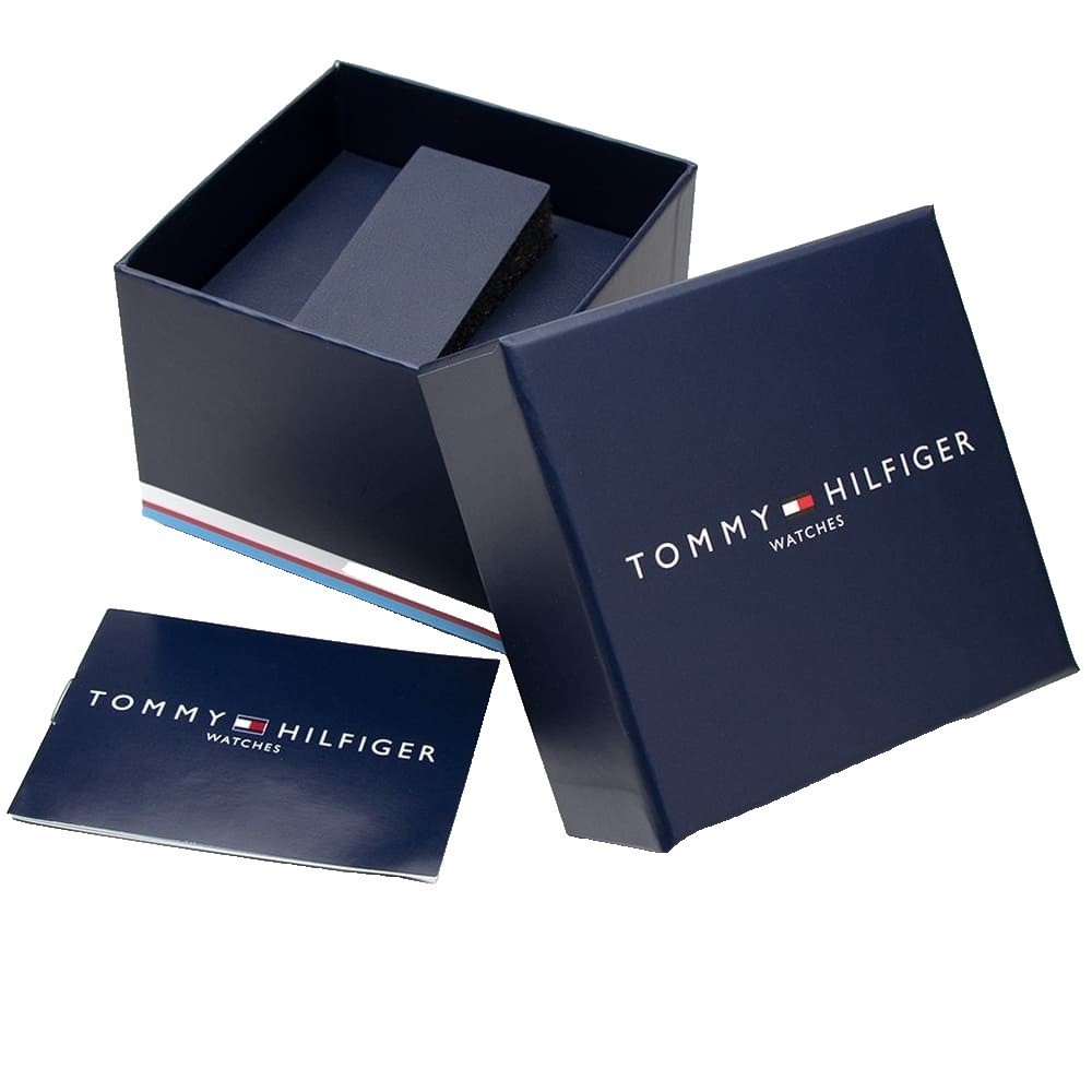 TOMMY HILFIGER DENIM 1791326 BLACK DIAL & RUBBER BAND QUARTZ 44MM MENS WATCH