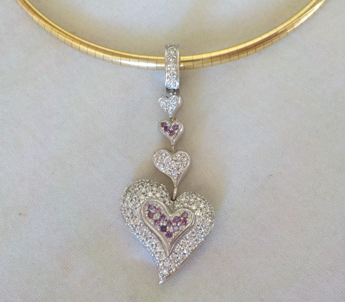 Heavy 18K White Gold Enhancer Diamond Pendant – 13.3 gms, 1.90 in, 0.85 ctw