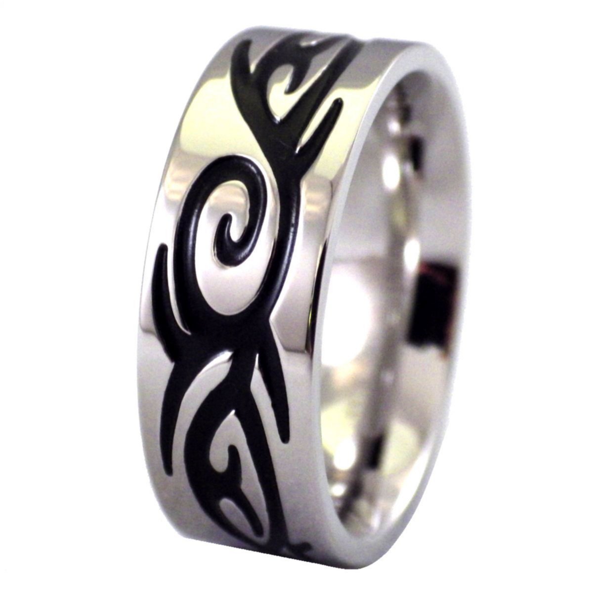 Viking Tattoo Band Mens Stainless Steel Cybergoth Cosplay Norse Ring Sizes 12-13
