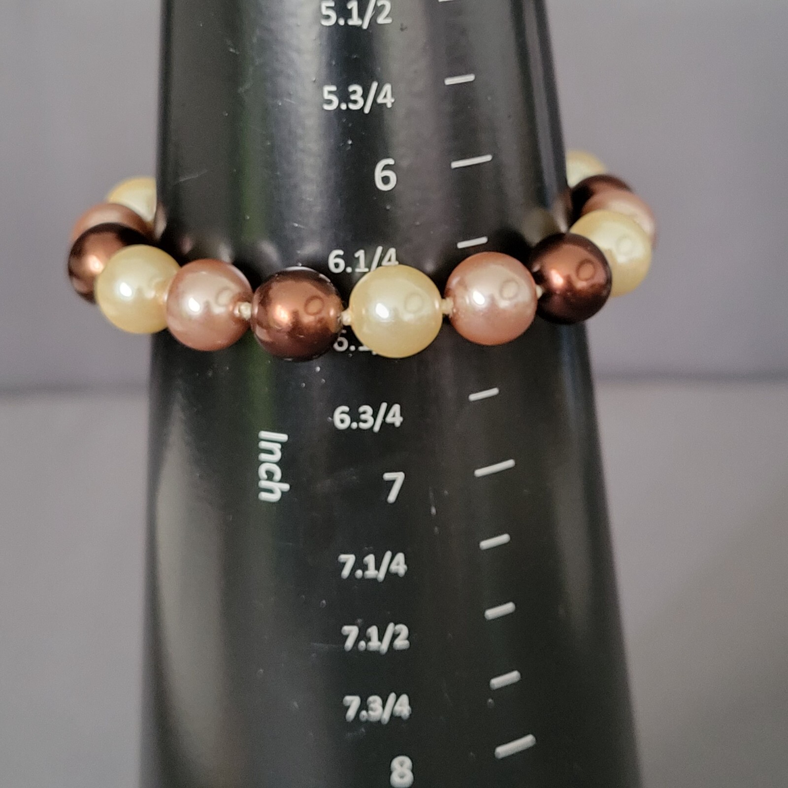 Womens Multicolored Imitation Pearl Beaded Bracelet Magnetic Closure 6 1/2 in