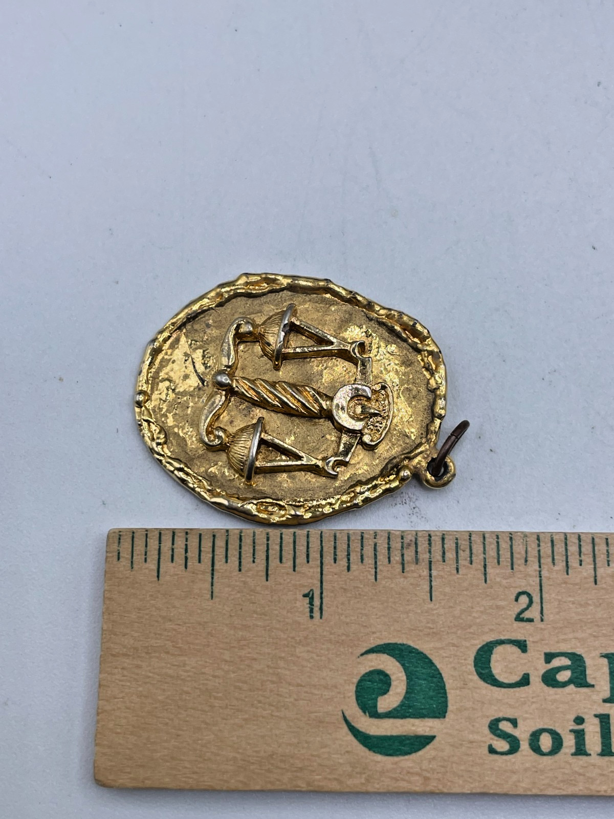 VTG Signed ART Gold tone Libra Zodiac Sign pendant
