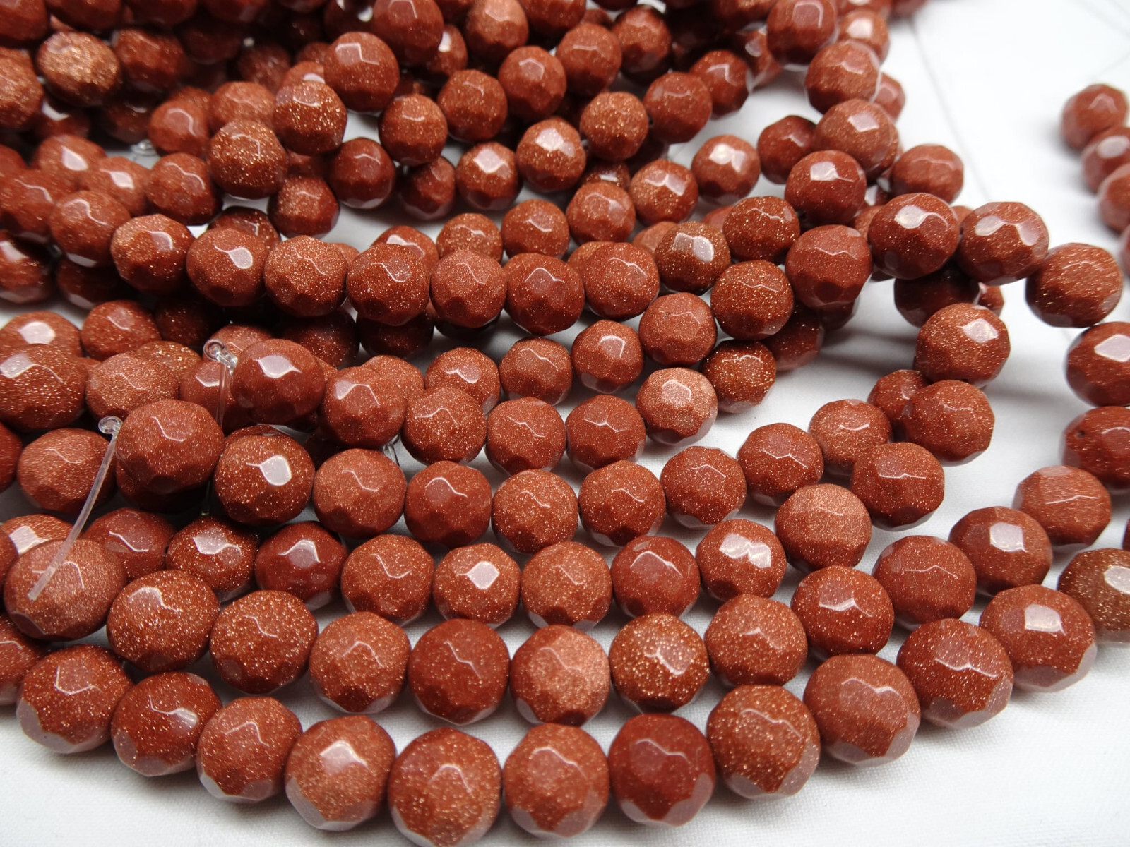 14 1/4″ Strand Goldstone Faceted Round 7mm Glass Beads A113 DNG