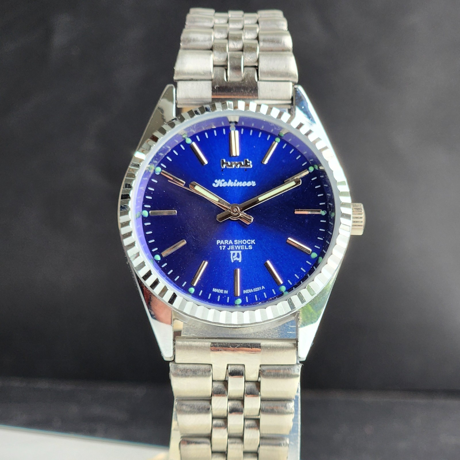 Vintage HMT Kohinoor Fluted Bezel Mechanical Hand Winding Wrist Watch A26