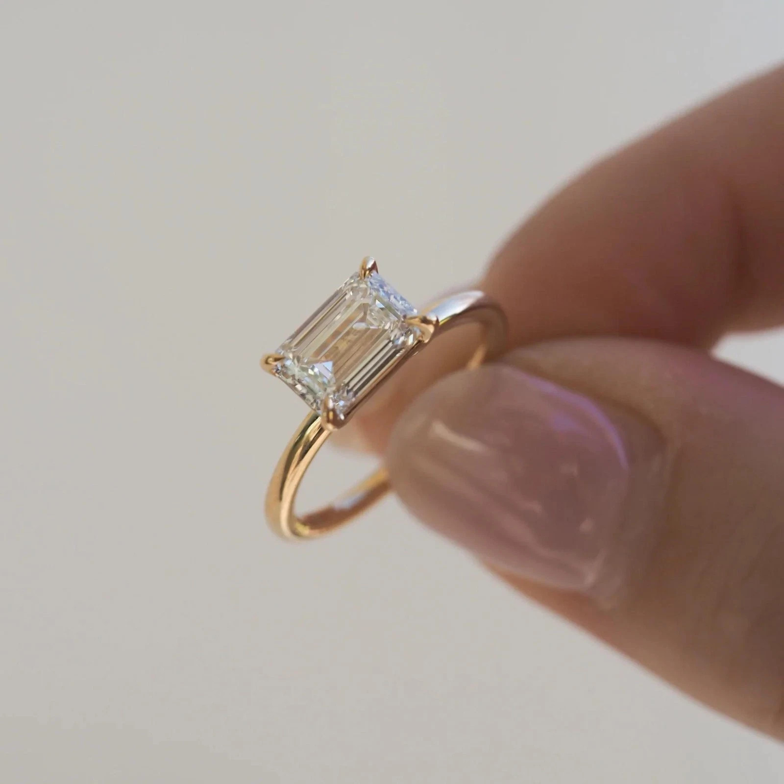 Rare 3 Ct Certified Emerald White Diamond Solitaire Ring 14k Yellow Gold Plated