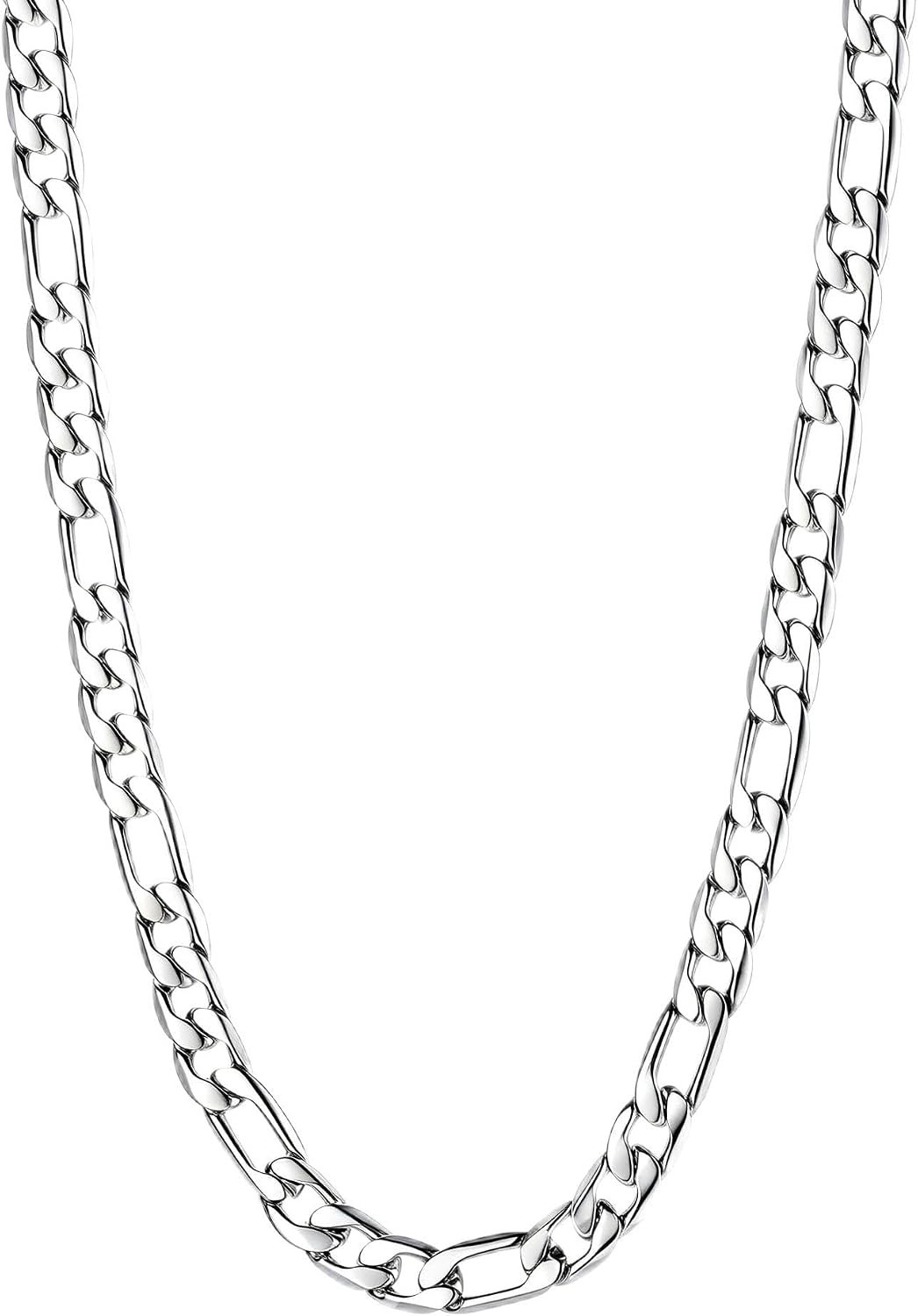 Hypoallergenic 5mm/7mm Figaro Chain in Silver – Perfect Gift for Every Occasion
