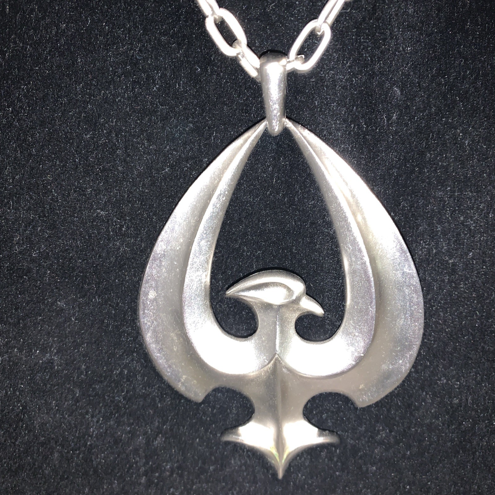 Vintage Crown Trifari Rare 1970s Chunky Eagle Bird Pendant Necklace