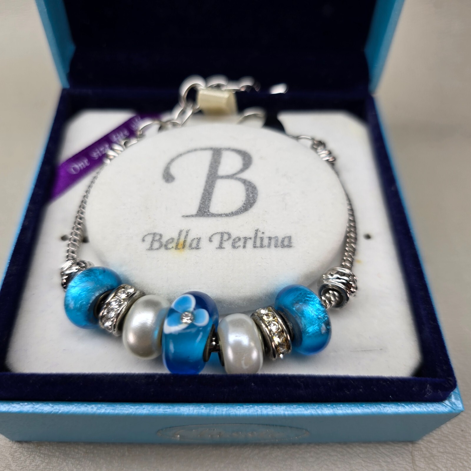 Bella Perlina Bracelet Rhinestones Blue Iridescent NEW