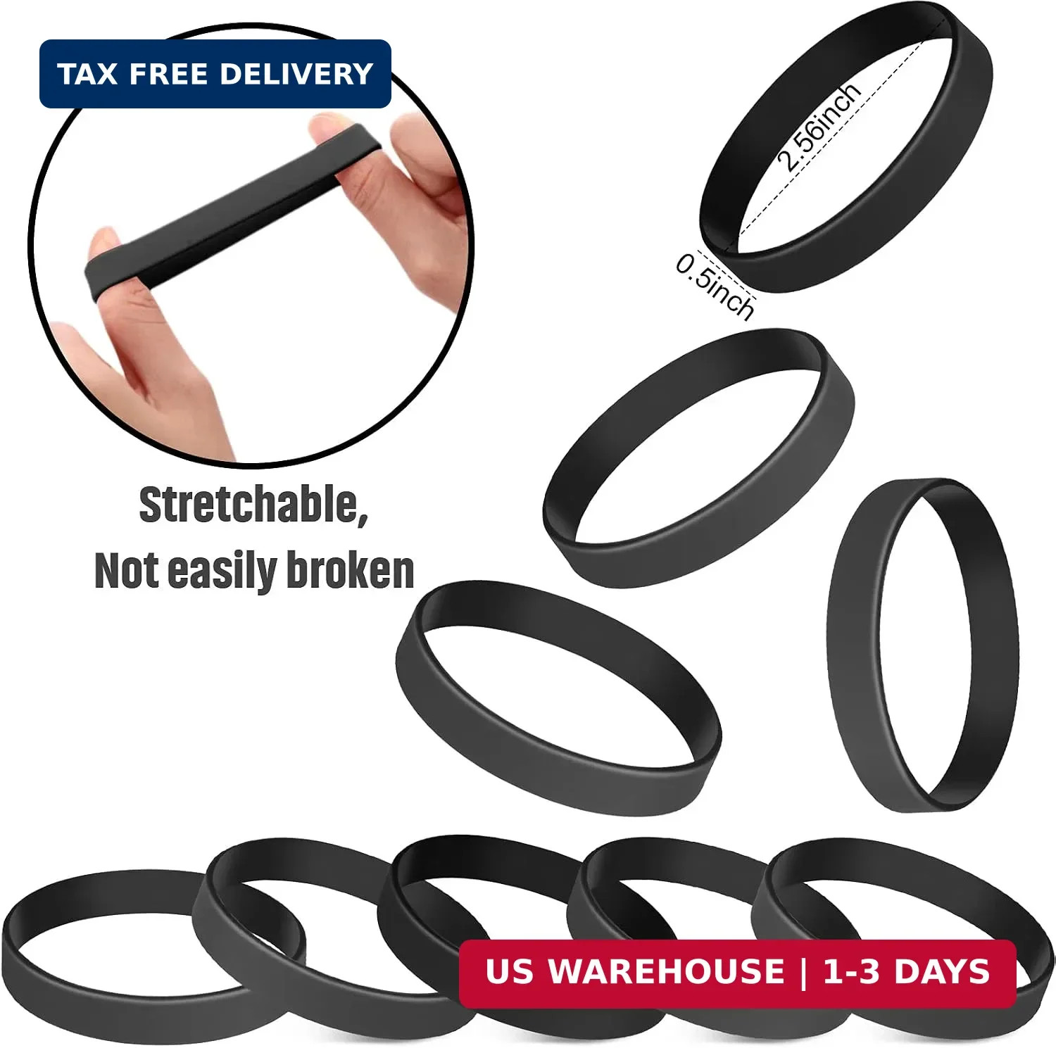 12 Pieces Rubber Bracelets, Solid Color Silicone Wristbands, Multi-Pack Blank Wr