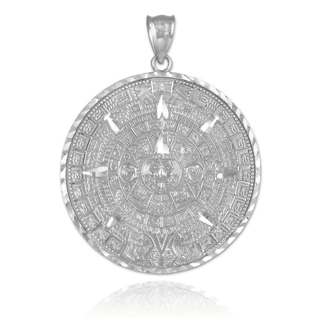 Sterling Silver Aztec Mayan Sun Calendar Pendant (S/M/L)