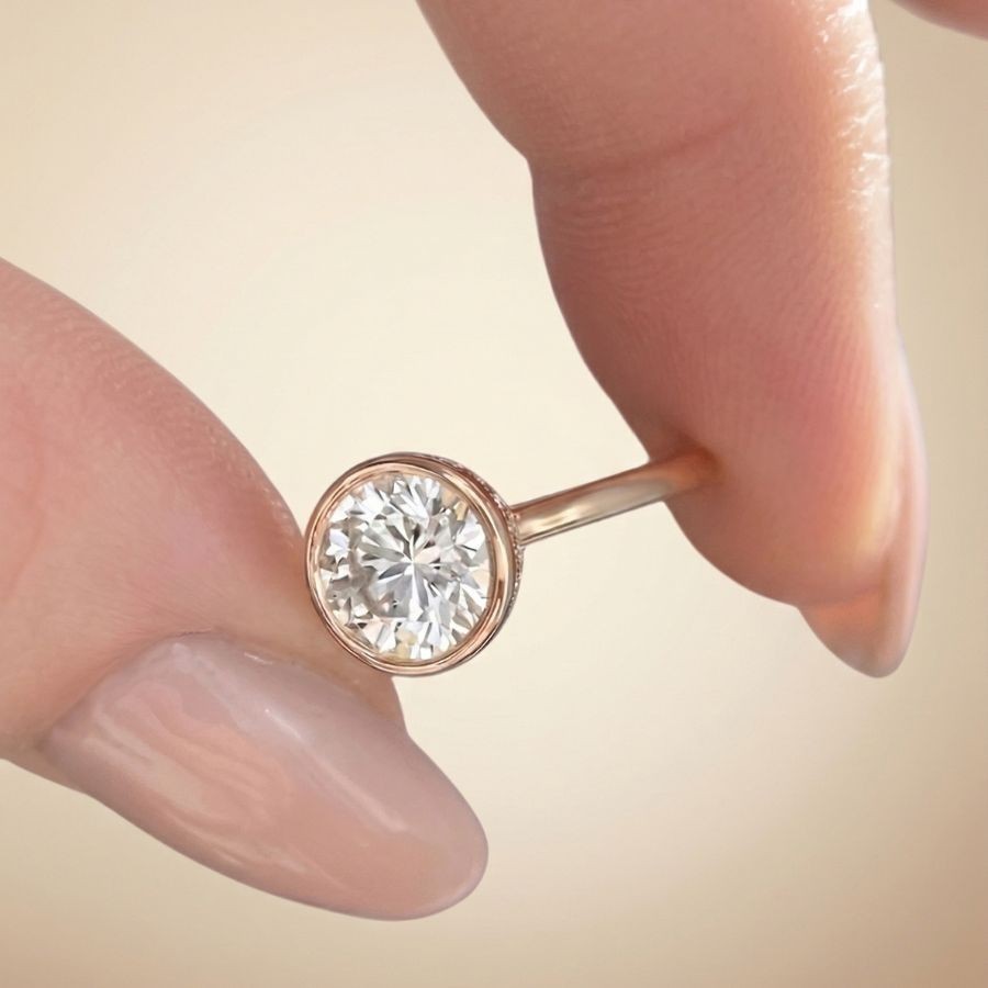 2.30Ct Round-Cut VS1 Lab Grown Diamond Wedding Engagement Ring 14k Yellow Gold