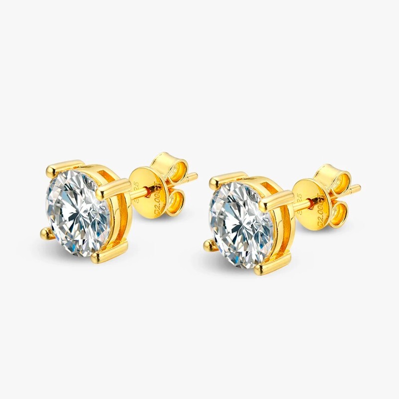 0.2-4CTW D Color Real Round Cut Moissanite Stud Earrings 925 Sterling Silver