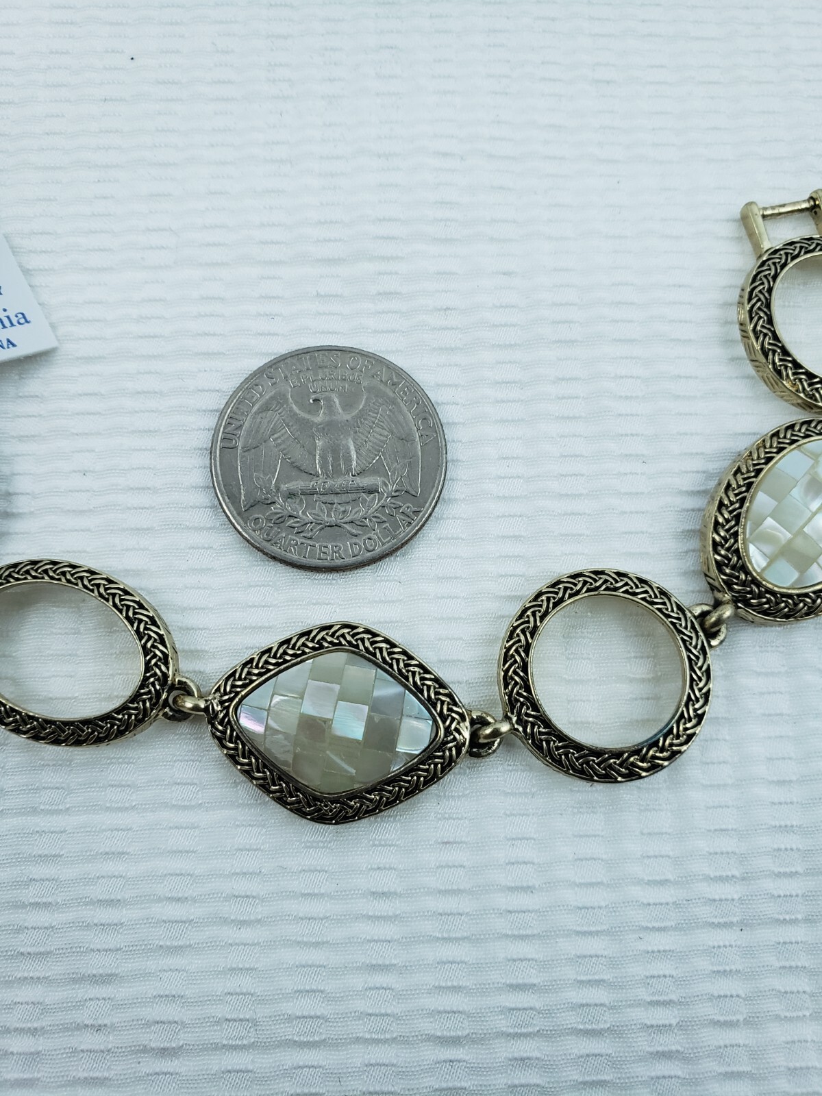 Lia Sophia Flexible Oval Linked Round Fold Over Closure Silver Bracelet 9″ Long