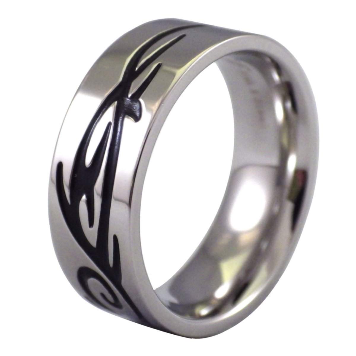 Viking Tattoo Band Mens Stainless Steel Cybergoth Cosplay Norse Ring Sizes 12-13