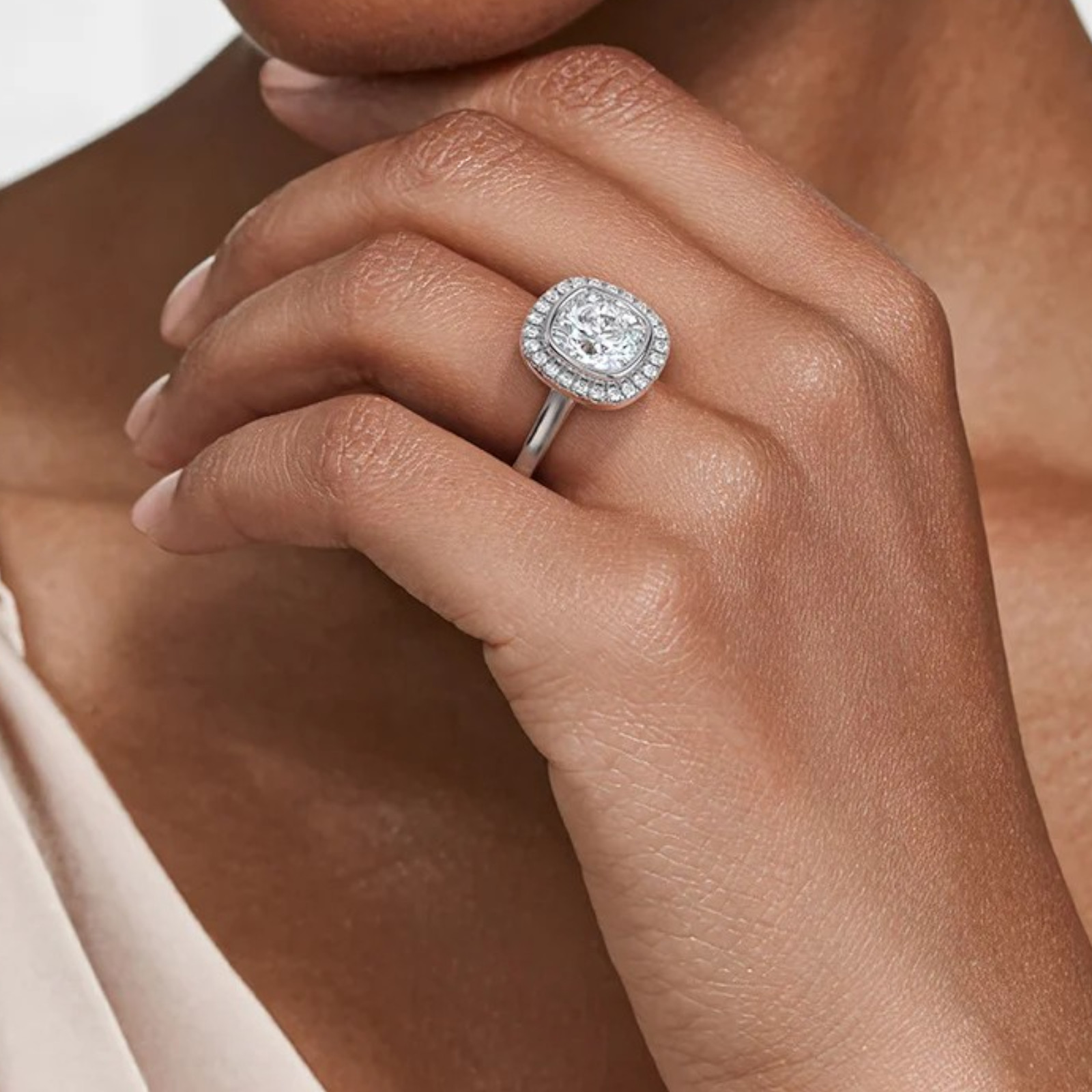 3.85 Ct Cushion IGI Certified Lab Created Diamond Engagement Ring 14k White Gold