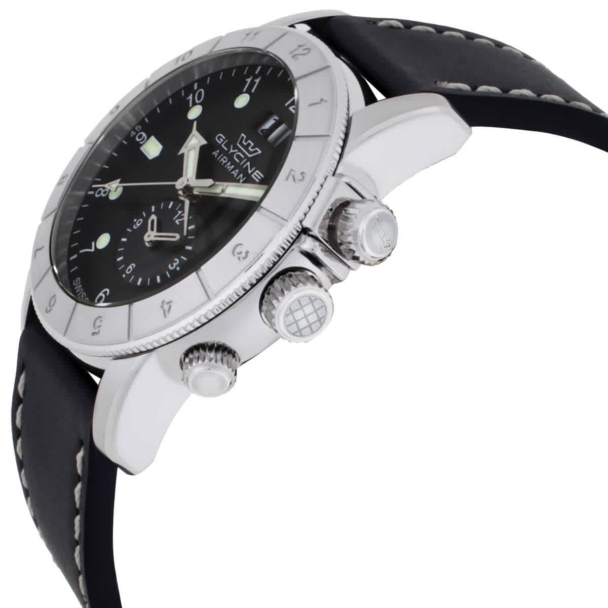 Glycine Airman Contemporary GMT Quartz Black Dial Men’s Watch GL0150