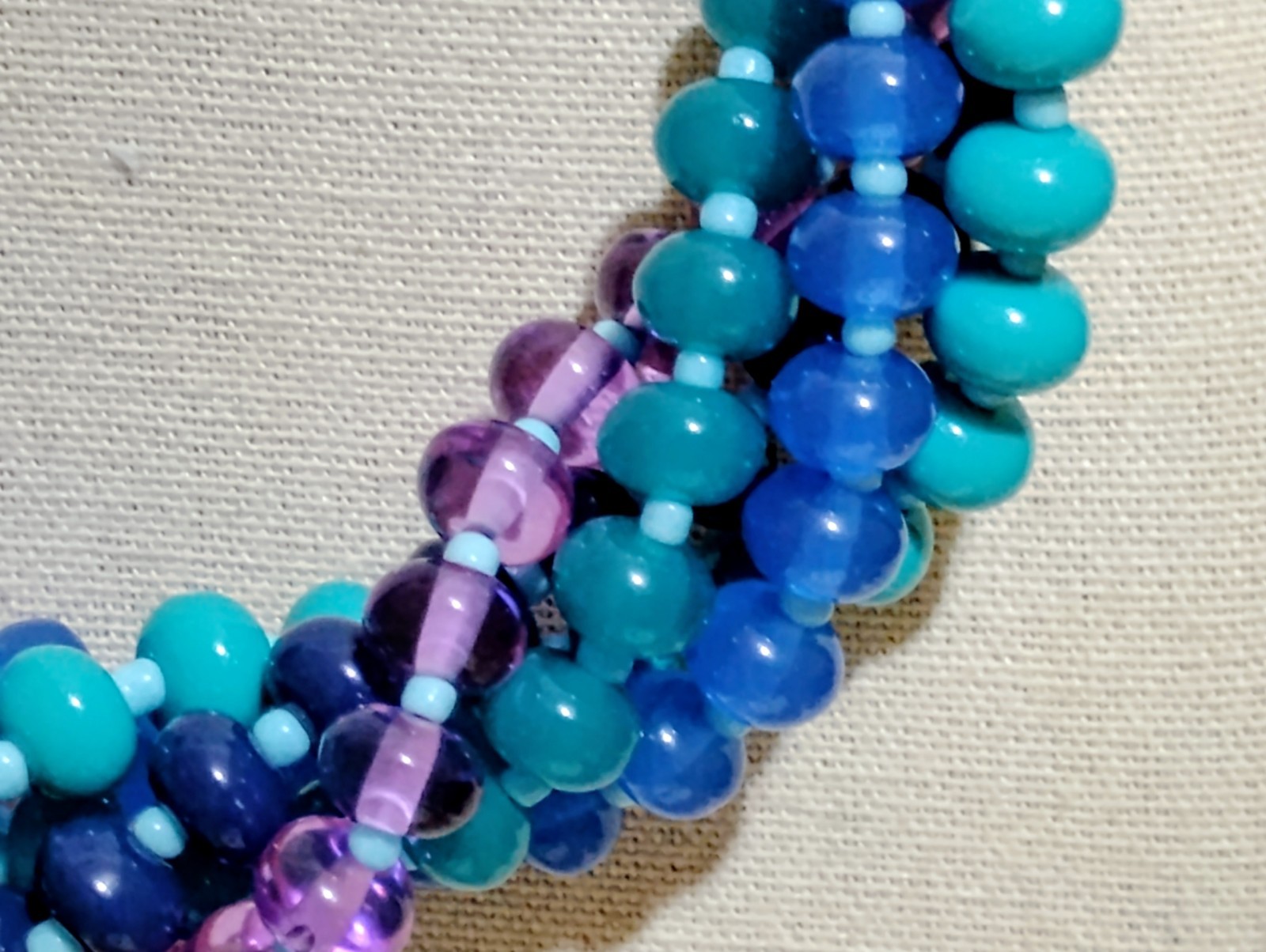 Dana Buchman Multistrand Beaded Statement Necklace Twisted Chunky Purple Teal