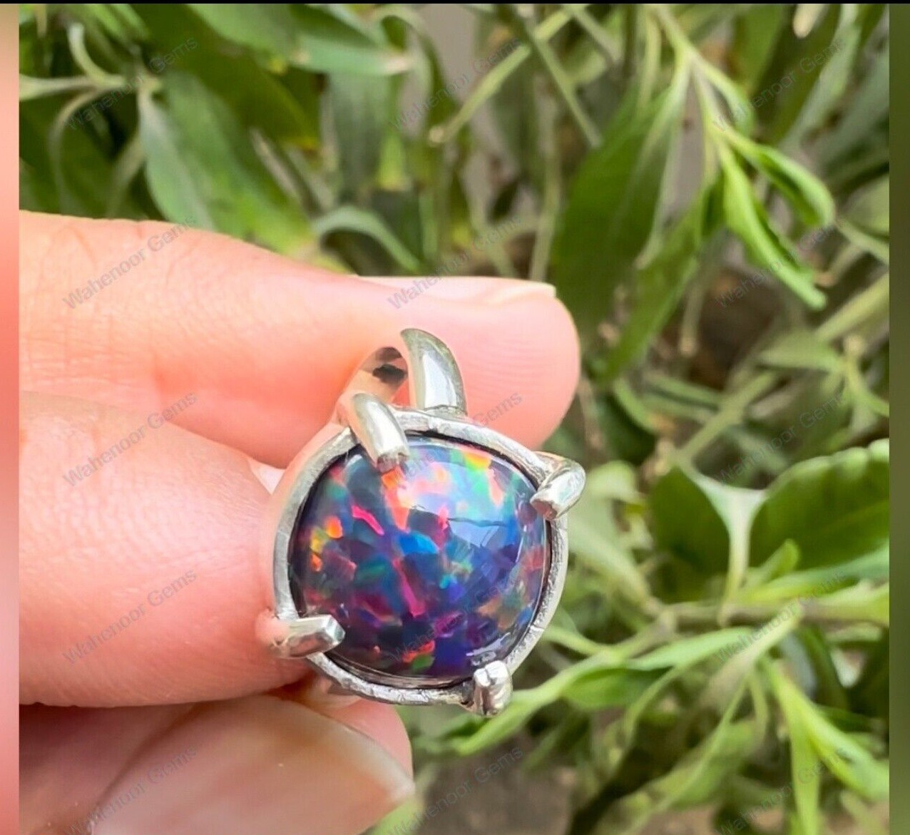 Black Fire Opal 925 Sterling Silver Ring Cabochon engagement Ring See Video