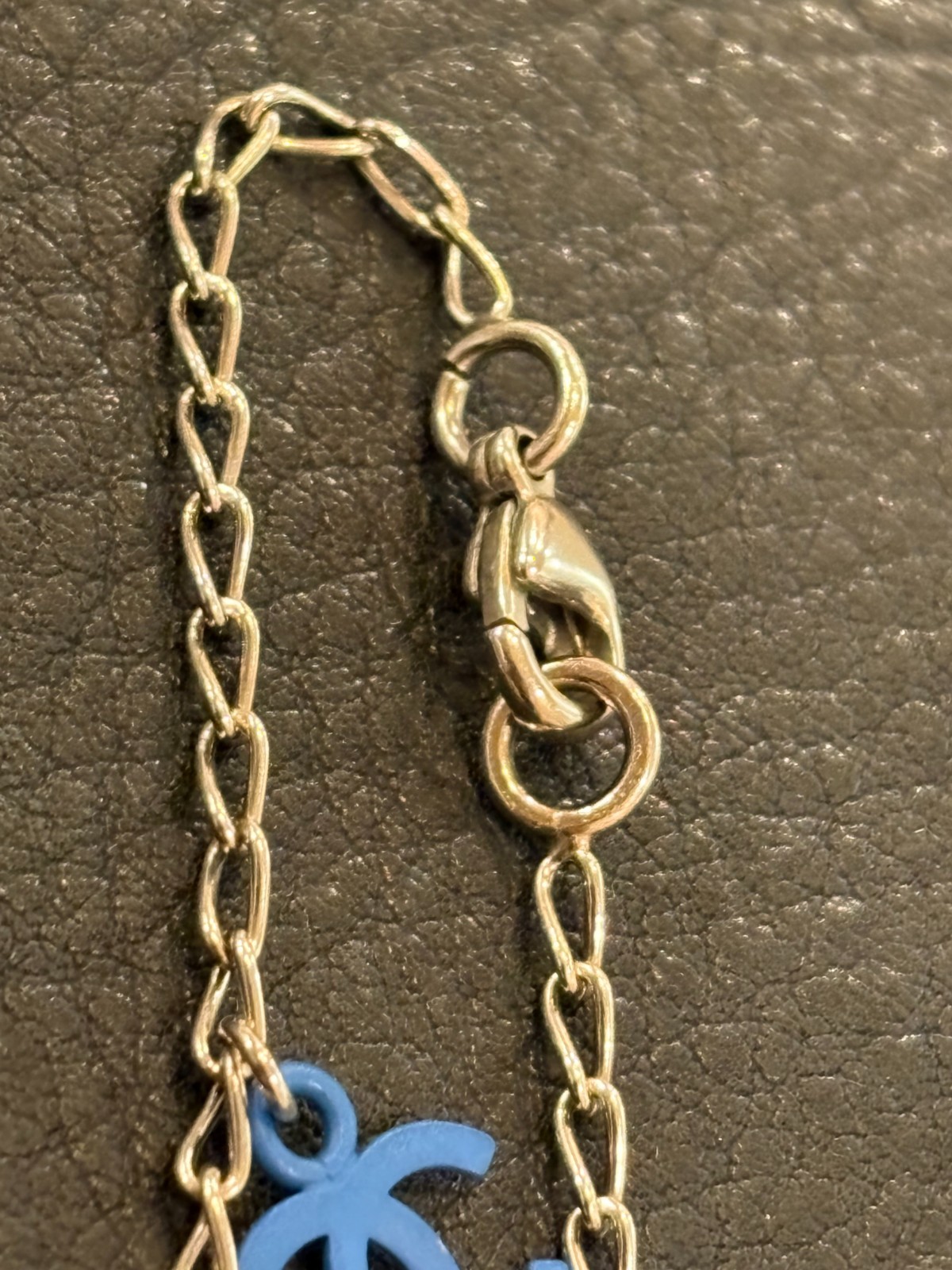 CHANEL Necklace Pendant choker Coco Mark CC Logo Auth Silver kenjp Blue Pink