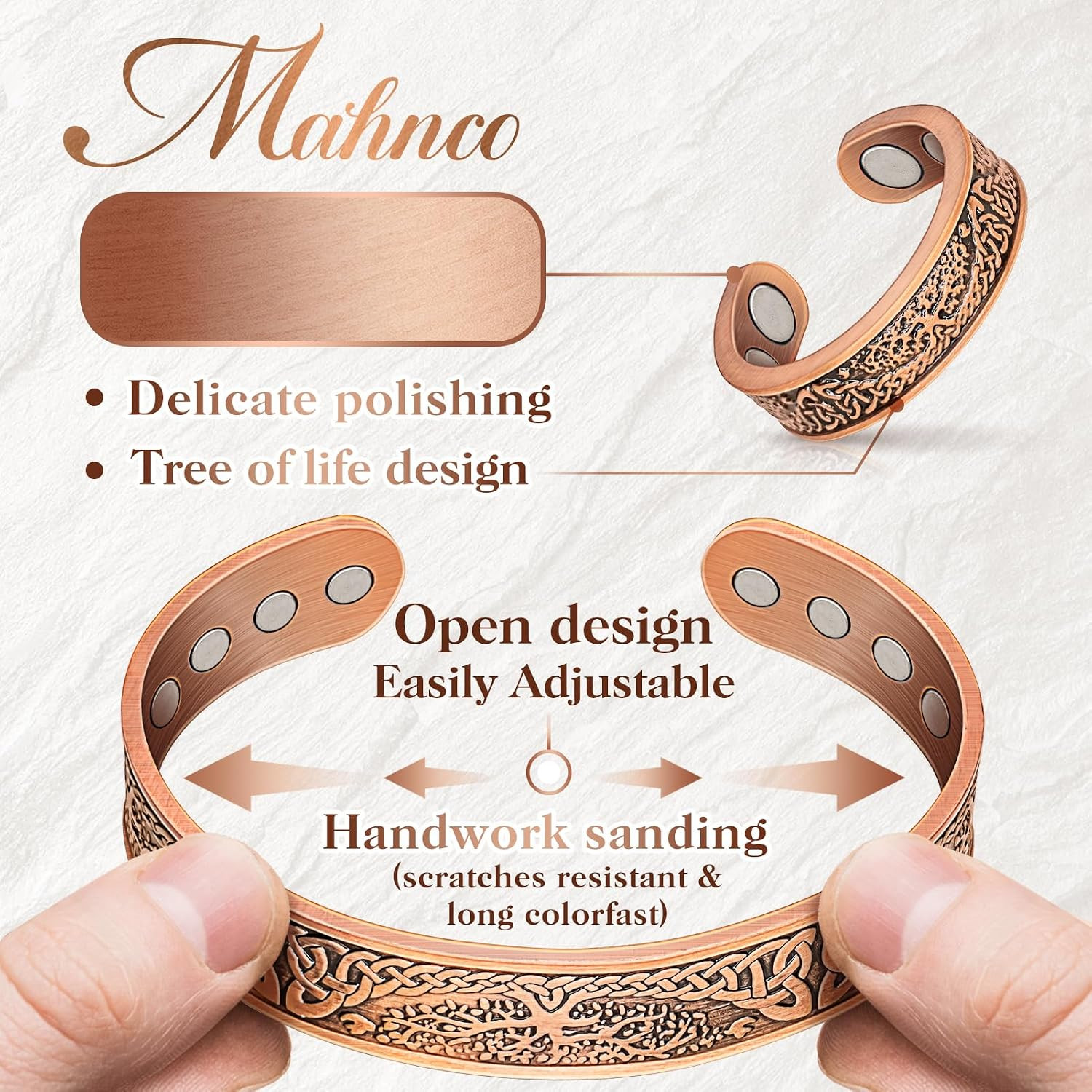 Copper Bracelet for Men & Women,12X Strength Magnetic Bracelets & Lymphatic Drai