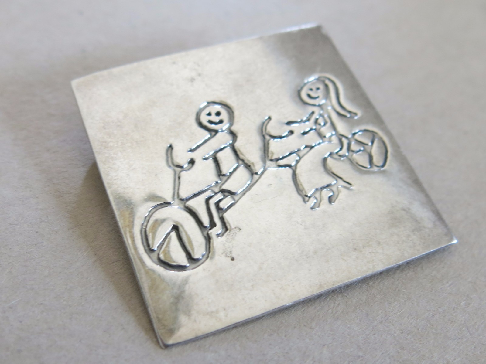 Sterling Silver Brooch Bicycle made for Two Mexican Taxco 6.7g [2977]