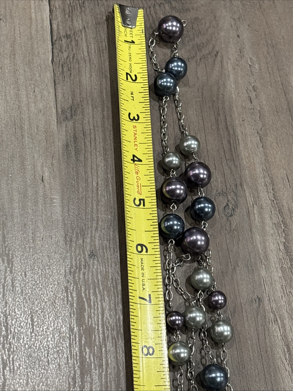 NECKLACE Lia Sophia Shades of Blue/ Purple/Silver Round Beads on Silver Chain