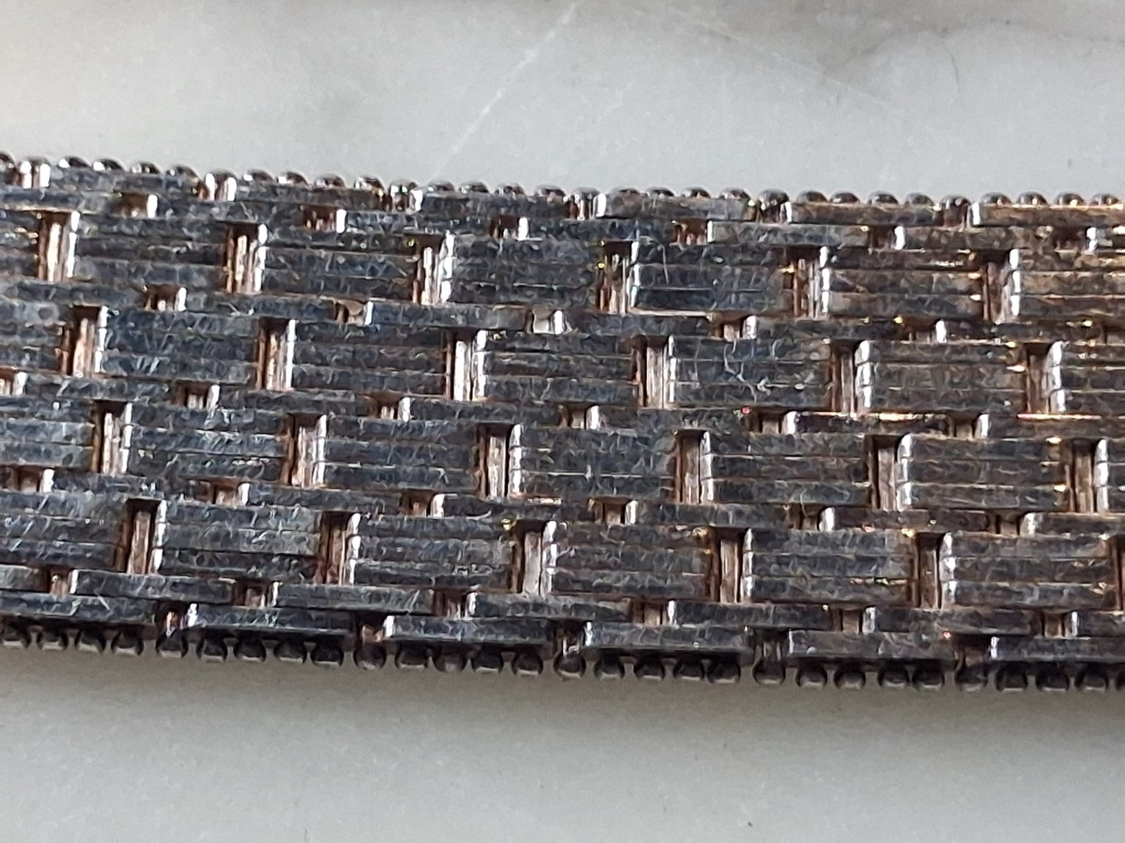ISC .925 ITALY MARK STERLING SILVER BASKET WEAVE BRACELET SZ-7.5” 45-GRAMS