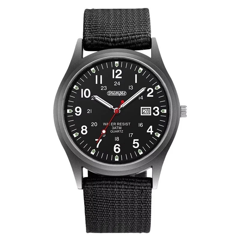 Men’s Military Army Luminous 24 Hours Dial Nylon Strap Date Quartz Wrist Watch