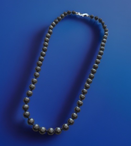 Vintage Hematite Beaded Necklace With A Large 925 Lobster Clasp Hand Knotted H12