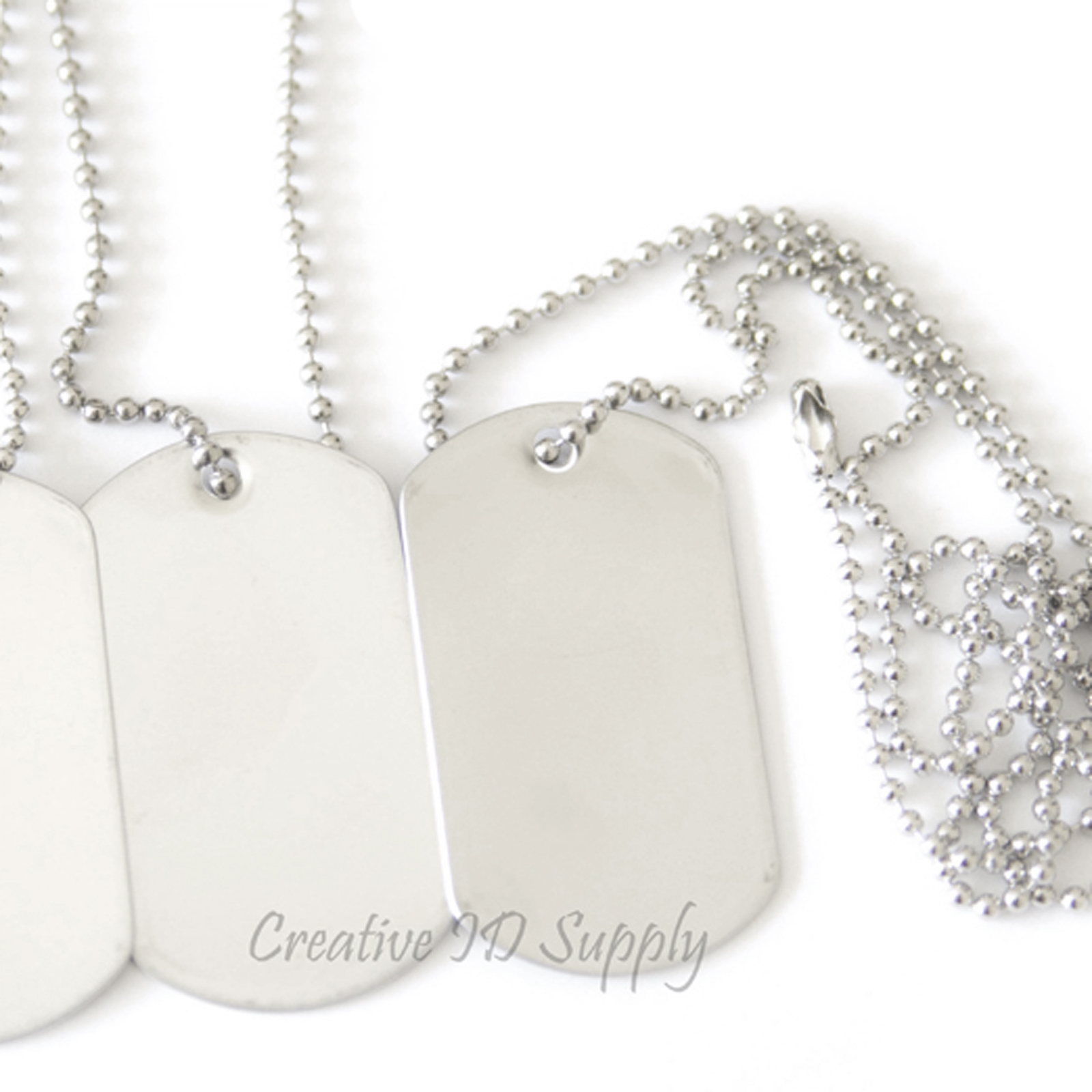 100 BLANK STAINLESS STEEL DOG TAGS SHINY/MATTE MILITARY SPEC WITH/OUT KEY TAG