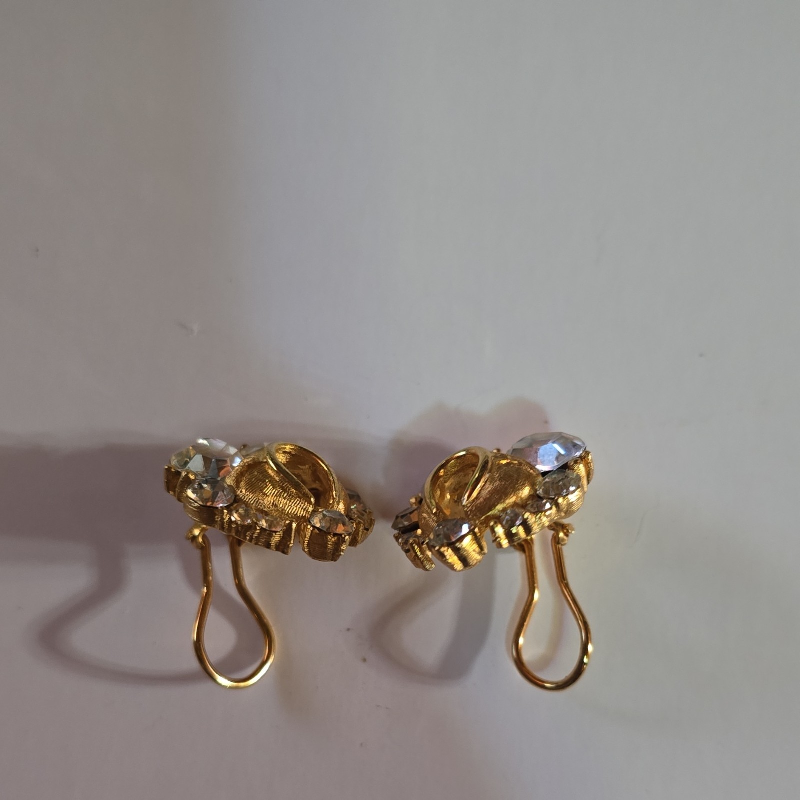 Coro Signed Gold Tone Clear Crystal Cluster Clip-On Stud Earrings