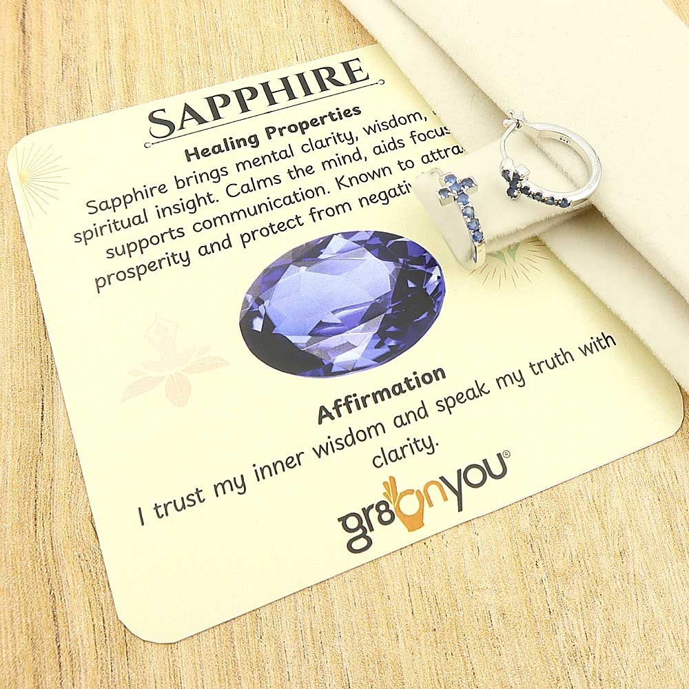 gr8onyou silver hoop earrings with real sapphire and hallmark | ideal for frequent travellers