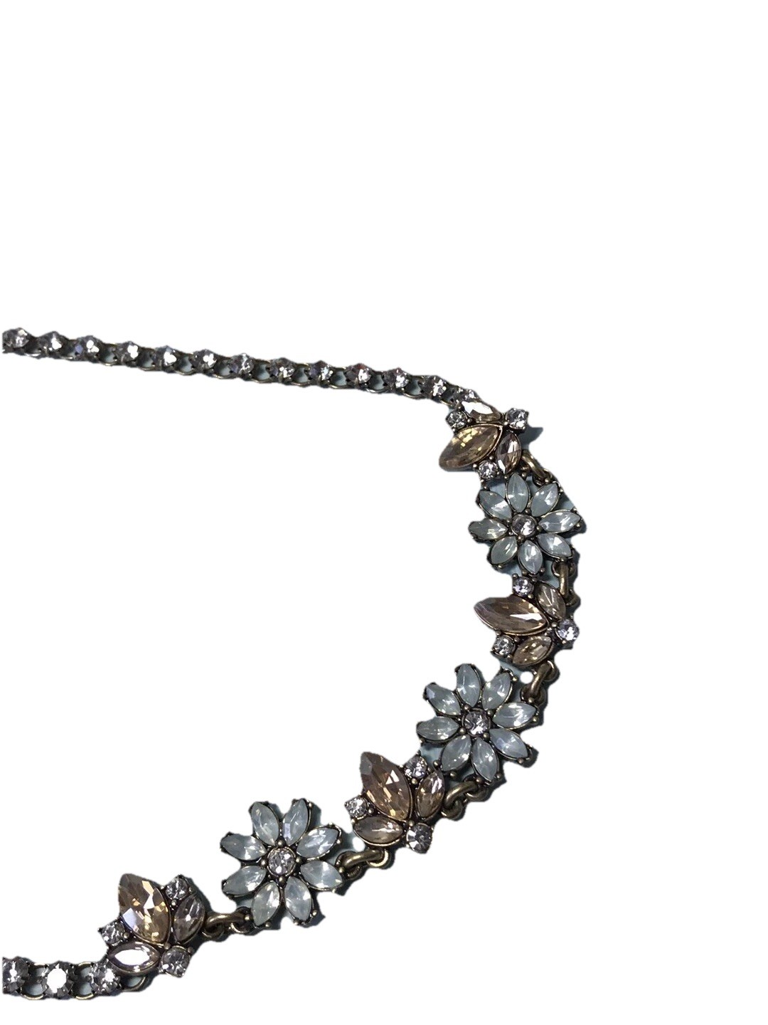 Chloe & Isabel Statement necklace, brass tone, pale blue and peach stones