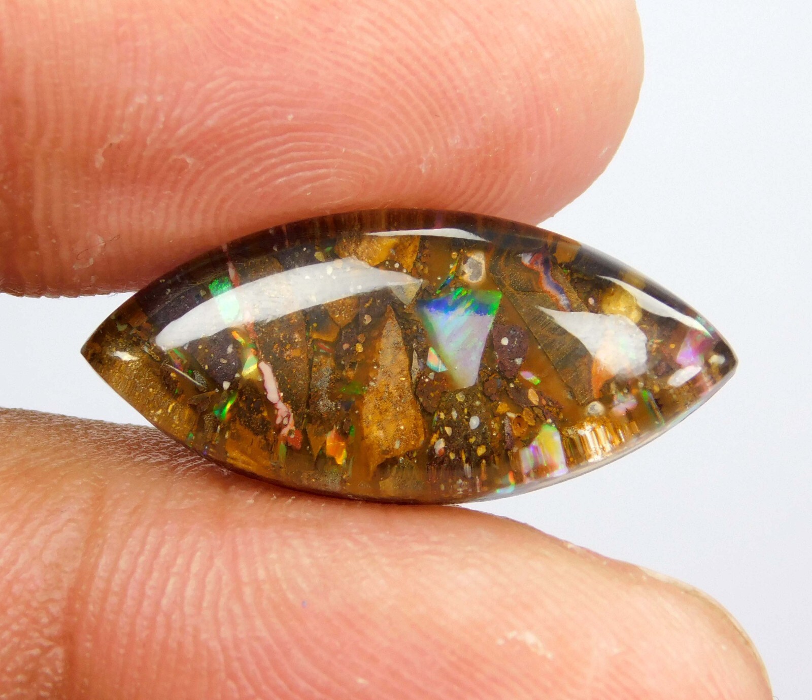 Australian Koroit Boulder Opal 9.35 Ct Marquise Cut Polished Natural Gemstone