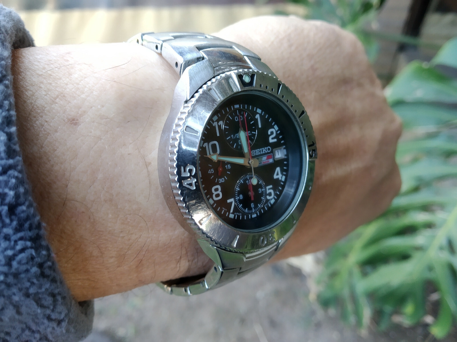 SEIKO F1 BAR HONDA QUARTZ 1/20SEC CHRONOGRAPH 7T92-0GE0 CARBON FIBER DIAL