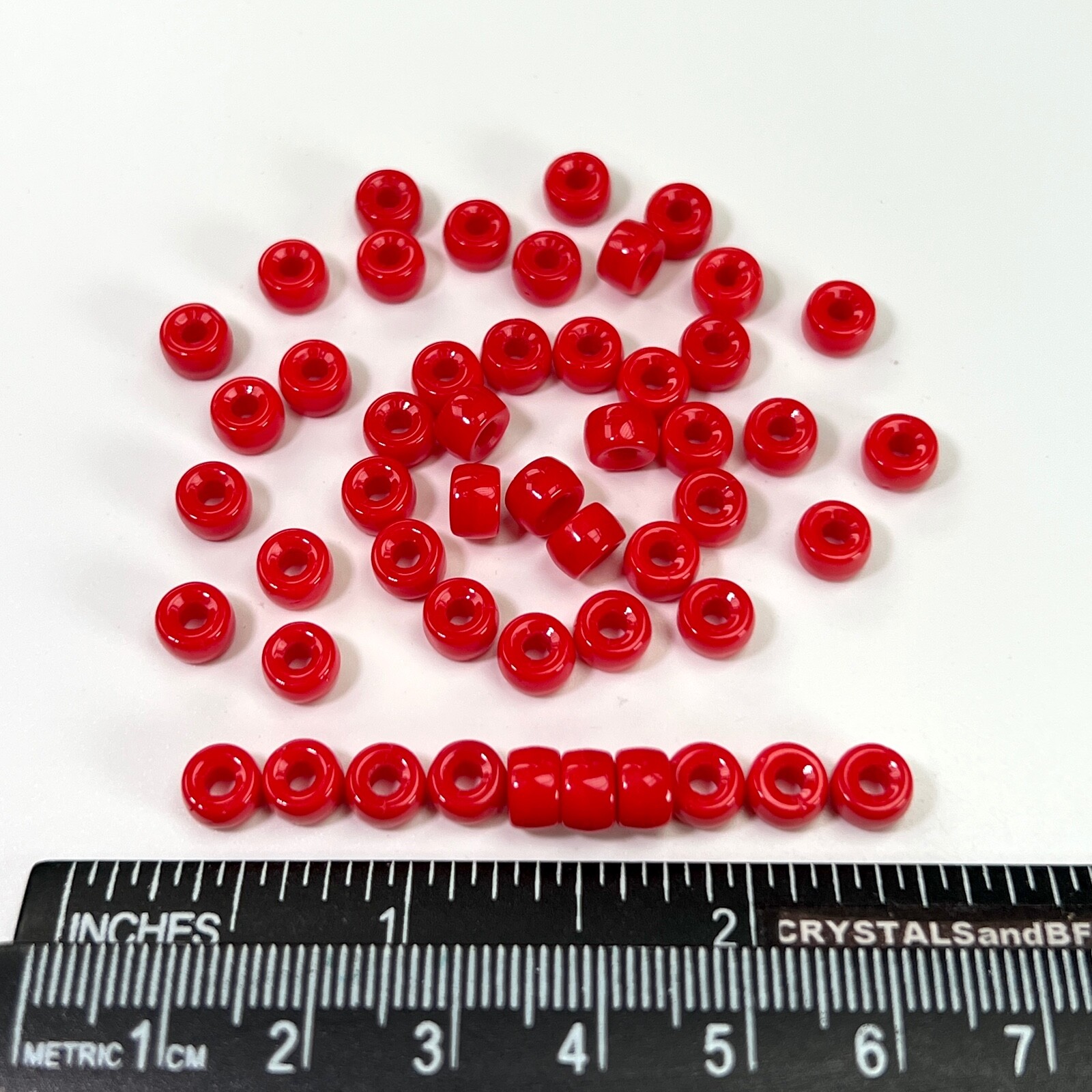 Czech Glass Druk Large Hole Beads 6mm, Red Coral Opaque color, 50pc J087