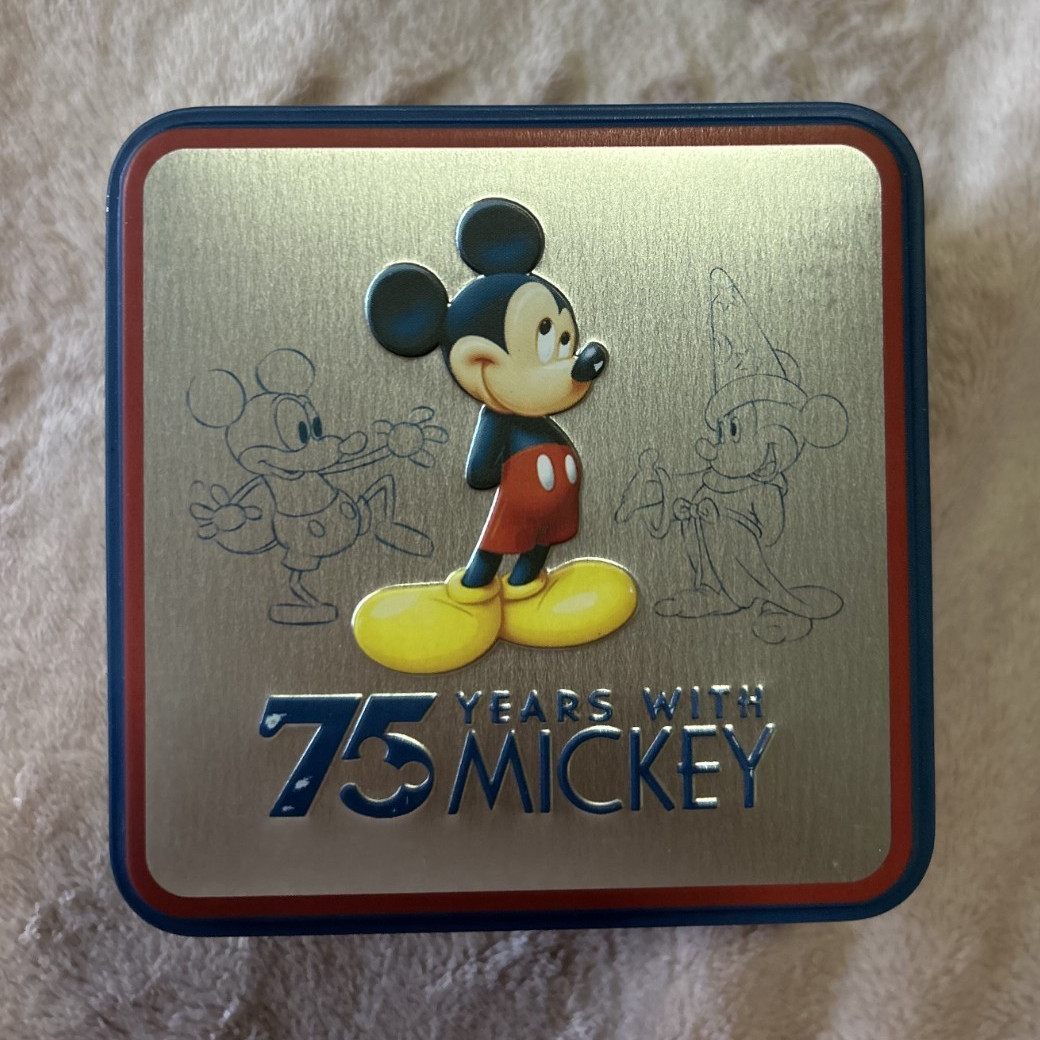 Mickey Mouse 75 Years With Mickey Quartz Analog Watch Black Leather Strap Tin