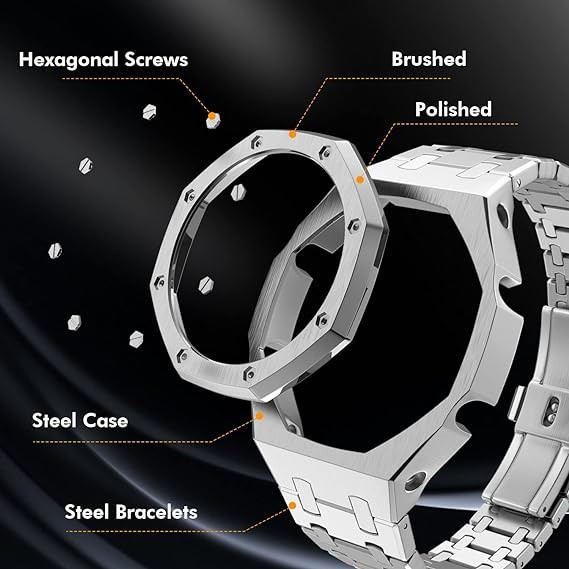 For CasiOak AP Royal Oak MOD Metal Bezel Strap Kit For Casio G-Shock GA2100/2110