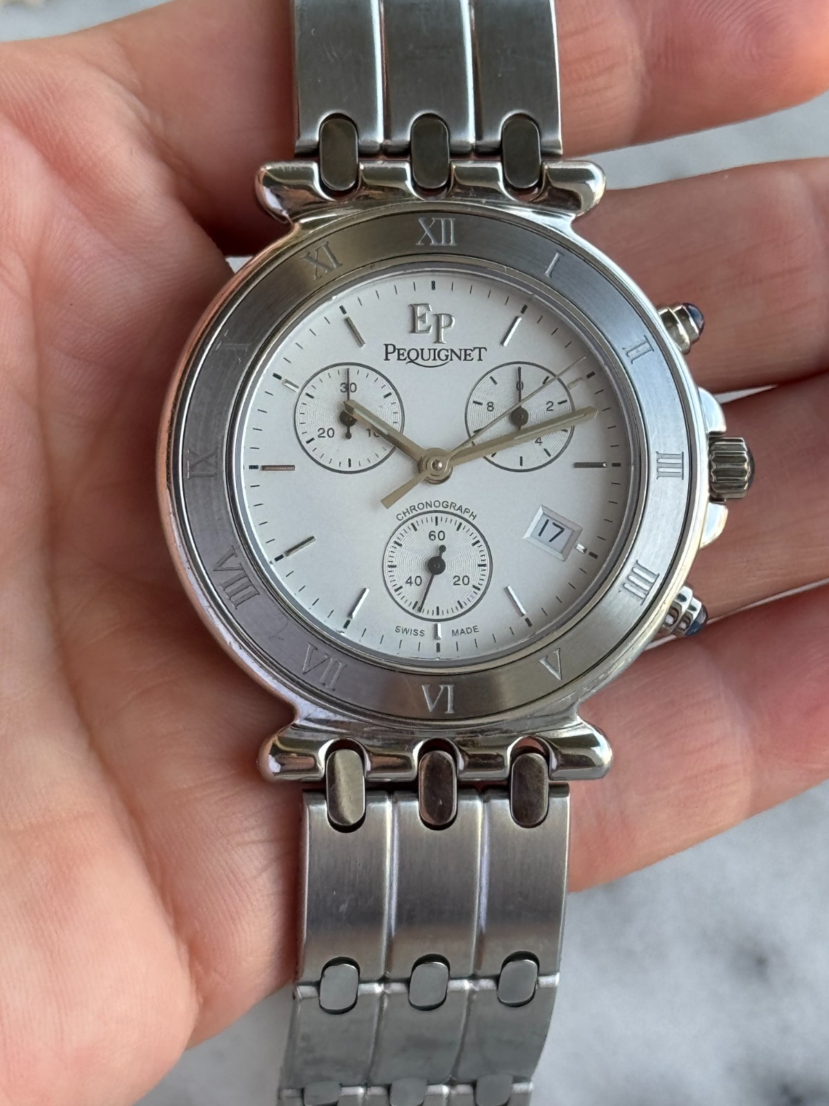 Pequignet Moorea Classique Chronograph Watch Quartz Mens 42mm Swiss 1350433