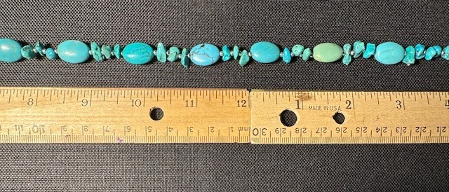 Signed RLL Vintage, Authentic, Turquois 21-1/2 Inch Necklace 8 Lg. 45 Sm. Beads