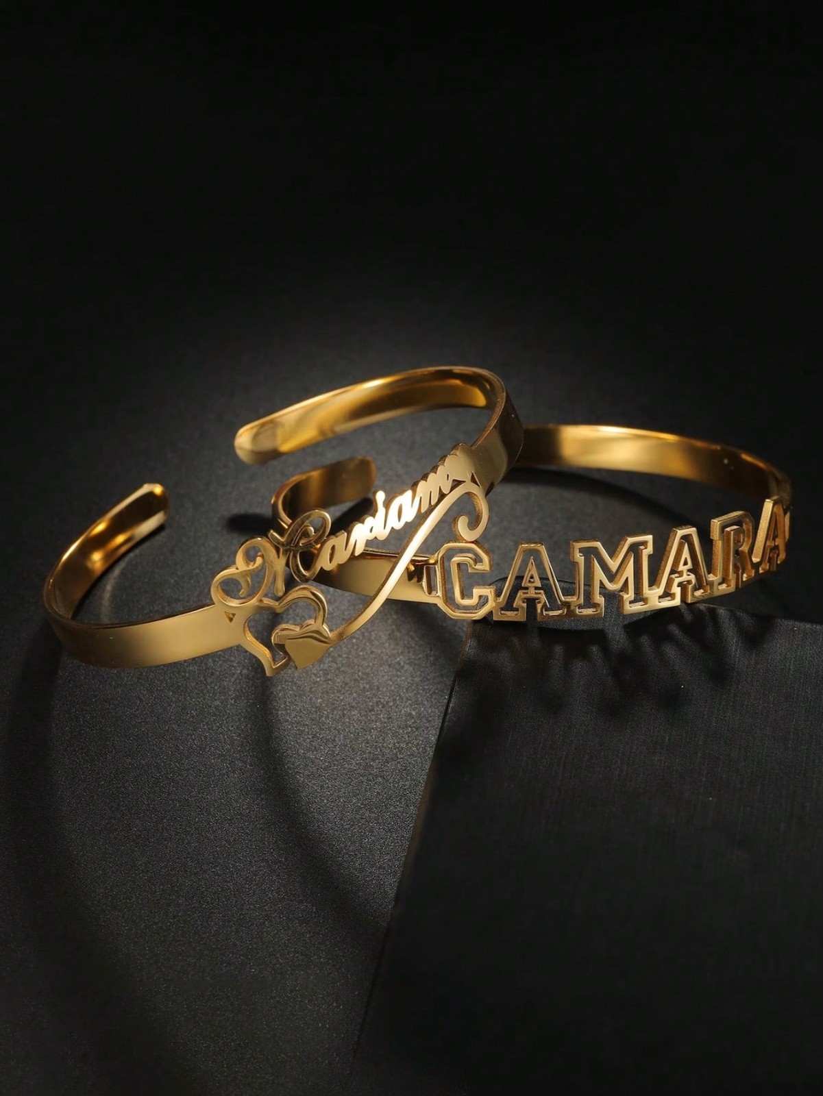 Custom Name Bangle Heart Nameplate Open Cuff Bracelet Men Women Jewelry Gift USA