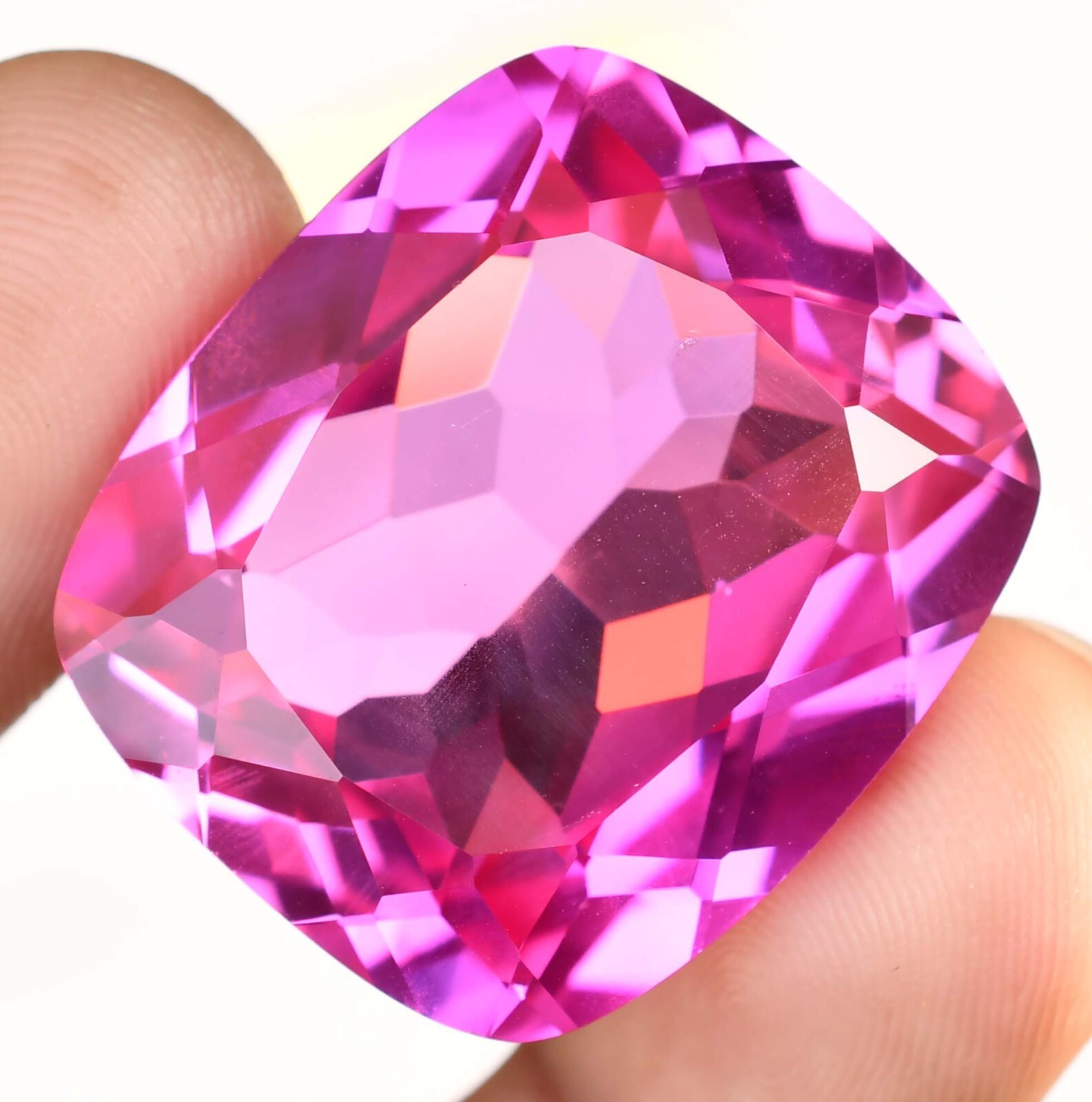 HUGE 89.95Ct Natural Mogok Pink Ruby Flawless Cushion Certified Treated Gemstone
