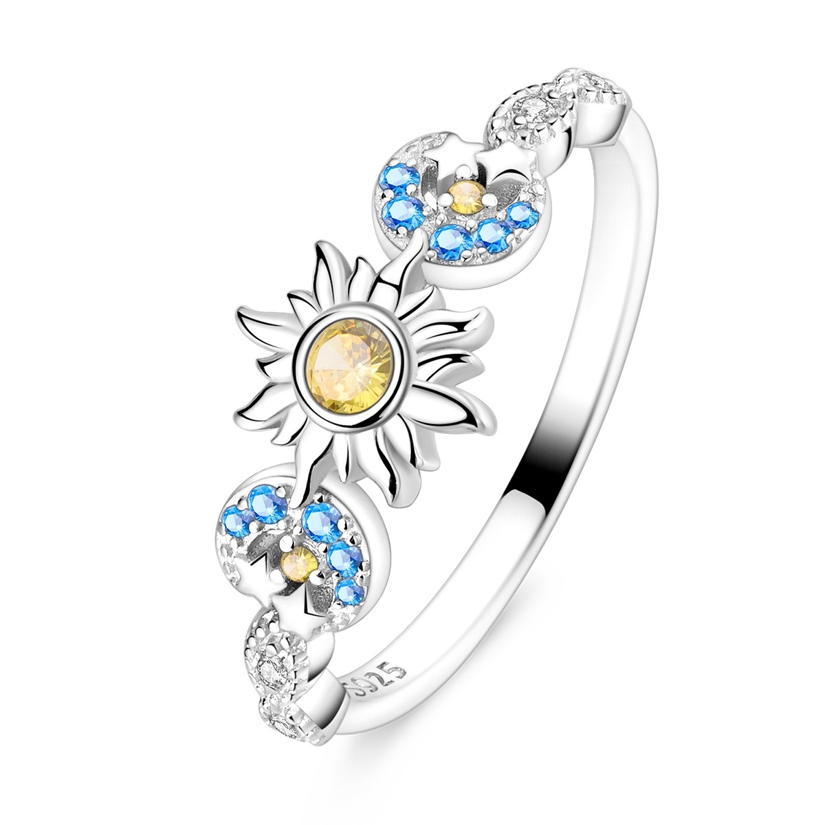 LAZA 925 Sterling Silver Finger Ring AAA CZ Sun Stars Moon Women Jewelry
