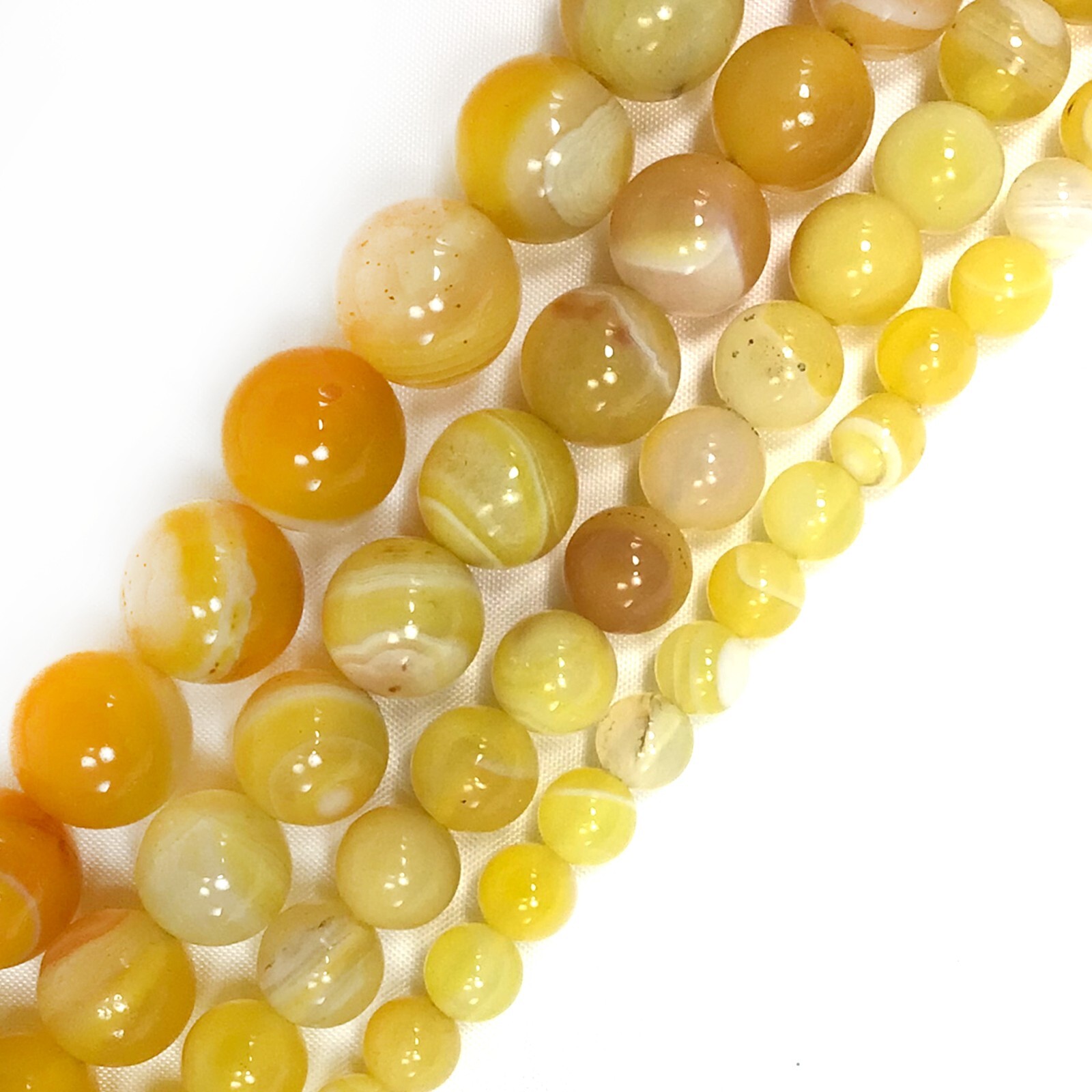 Natural Gold Yellow Stripe Agate Round Bead 15″ Jewelry Making Gemstone Bead