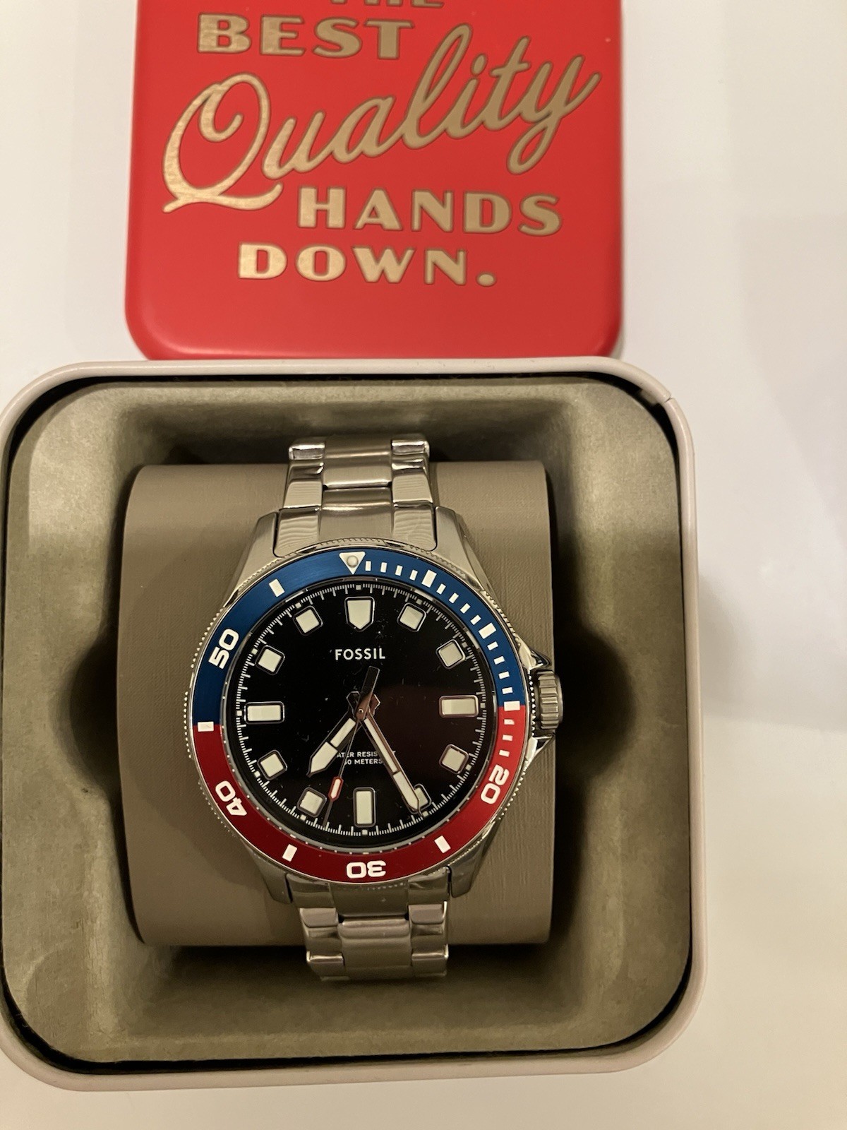 Fossil Men’s Watch Dalton Silver, Pepsi Bezel, Miyota 2035 Movement! New In Box