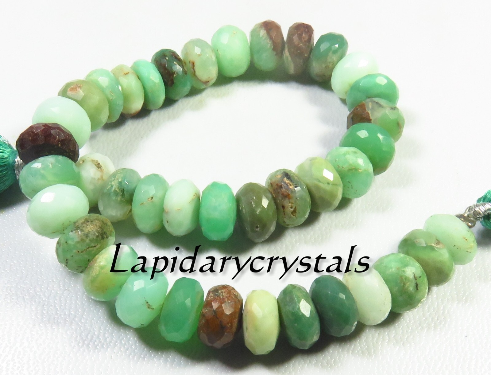 Natural Green Opal Rondelle Faceted Gems Beads 8-8.5 mm 8″Strand DIY Use LC-816