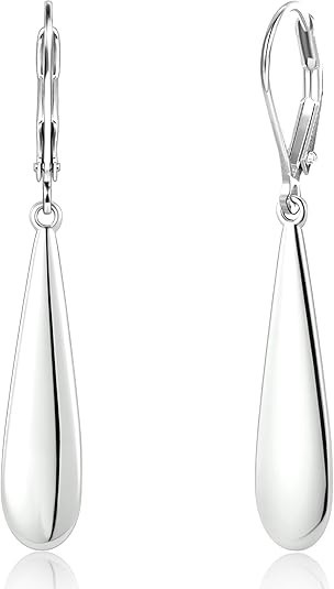 925 Sterling Silver Long Teardrop Dangle Earrings for Women Hypoallergenic Drop