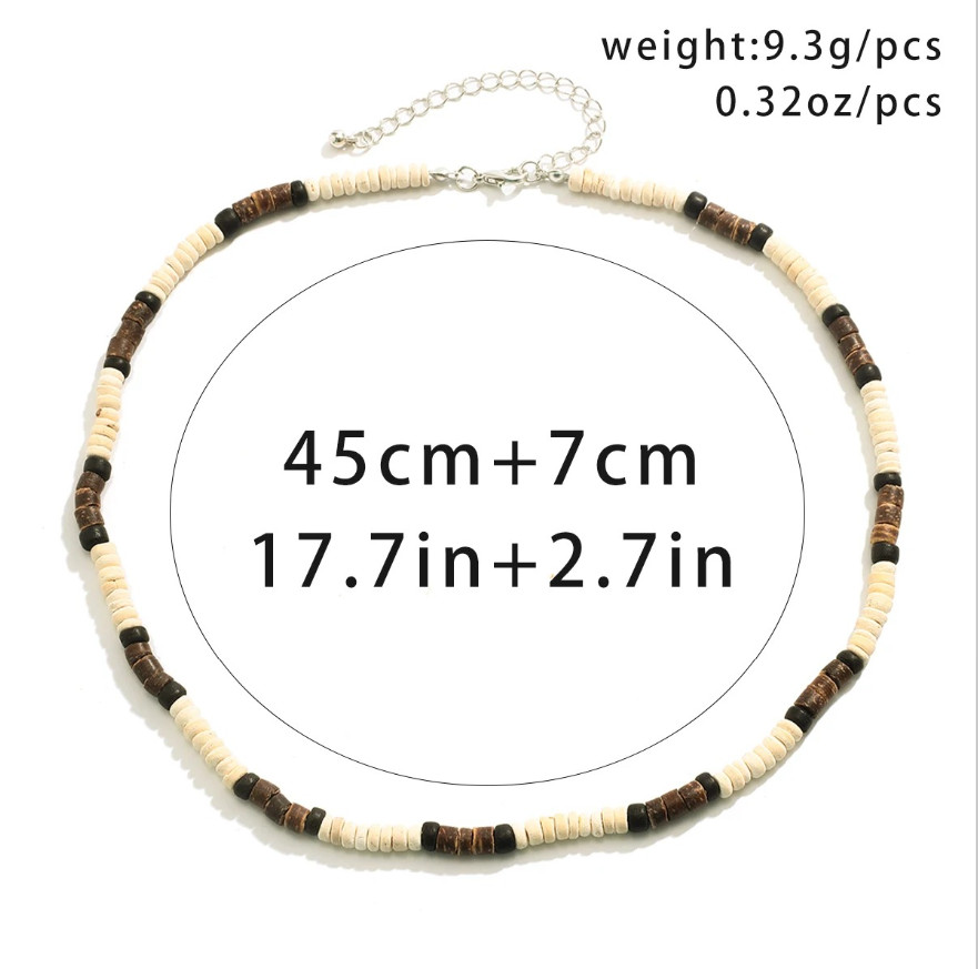 1pcs Men’s Wooden Bead Surfer Necklace – Handmade Tribal Summer Jewelry -NEW