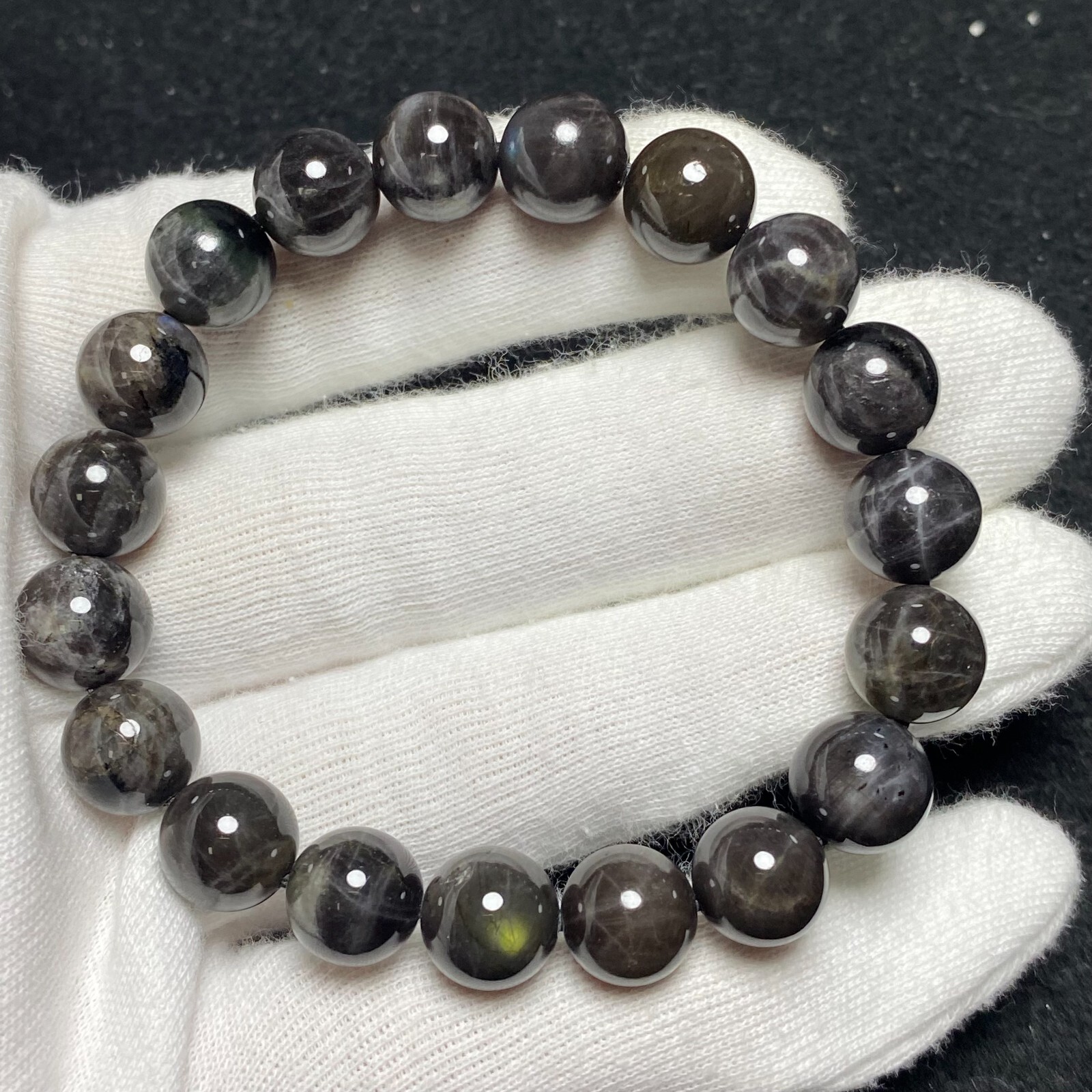 10.2mm Genuine Natural Golden Luck Stone Gemstone Round Beads Bracelet 1552