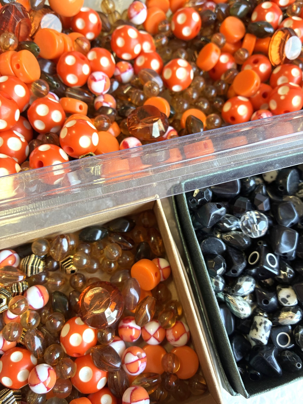 Halloween Orange Black Plastic Bead Mix 2 lb Bulk Lot 6-15mm Center Drill DIY